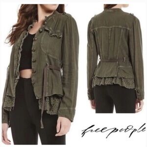 Free People Women's charcoal Military -Style Jacket